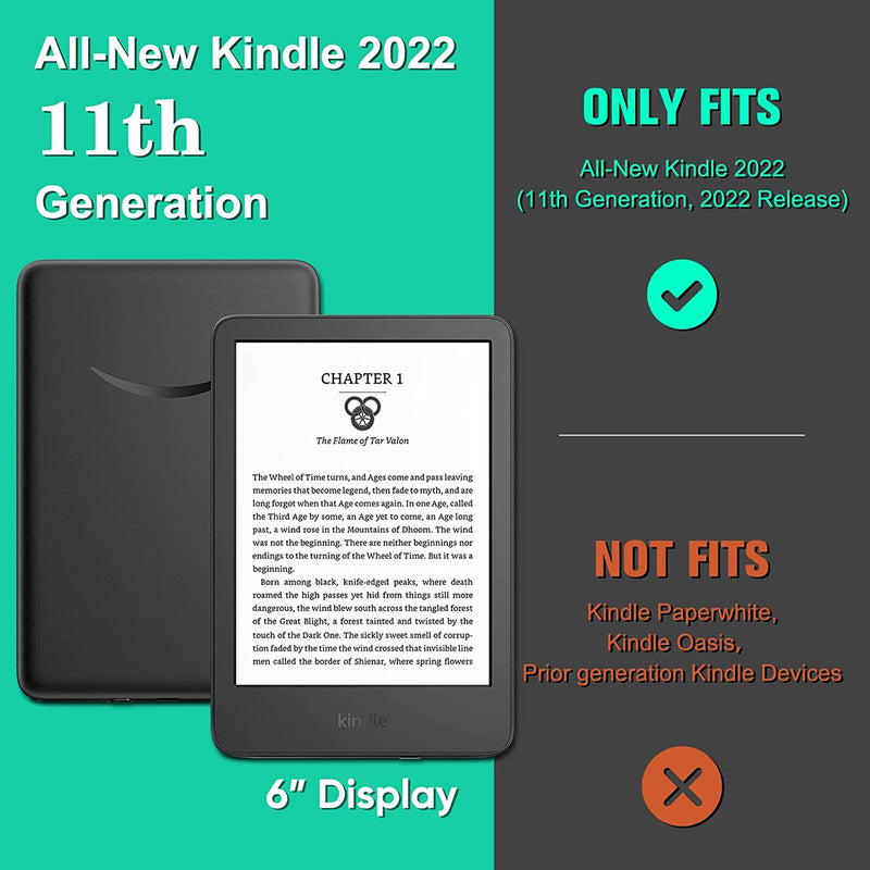 All-new Kindle (11th Gen 2022) Book-Style Vegan Leather Cover | Fintie