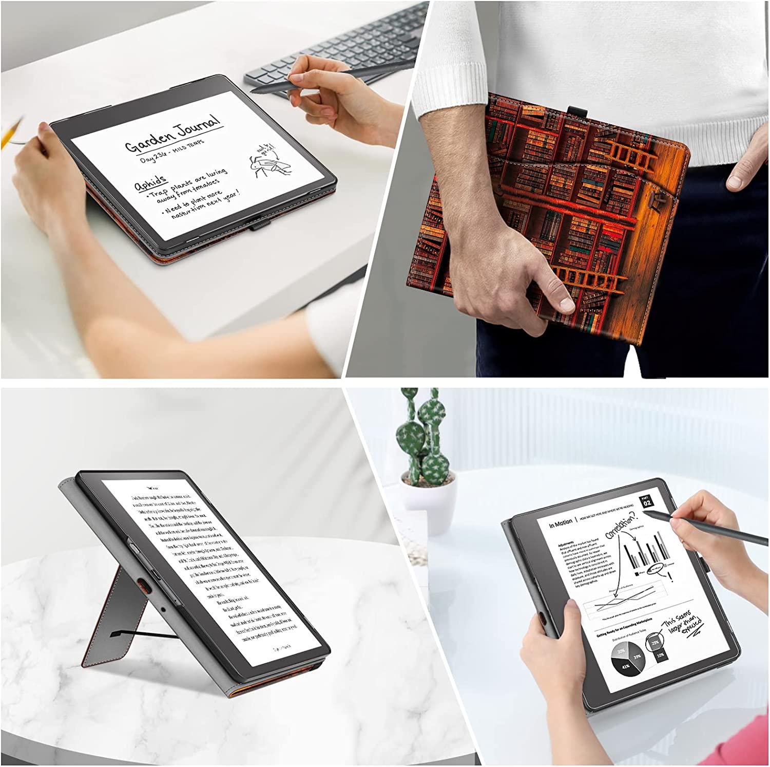  Fintie Funda triple para Kindle Scribe (lanzado en 2022) de  10.2 pulgadas, ultra ligera, delgada, plegable, con reposo/encendido  automático, color verde rústico : Electrónica